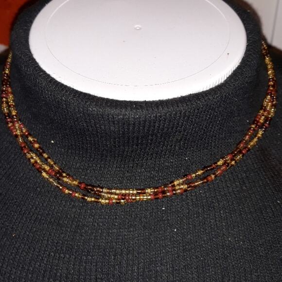 Hand Crafted Beaded Charm Necklace Triple Strand - Picture 11 of 12